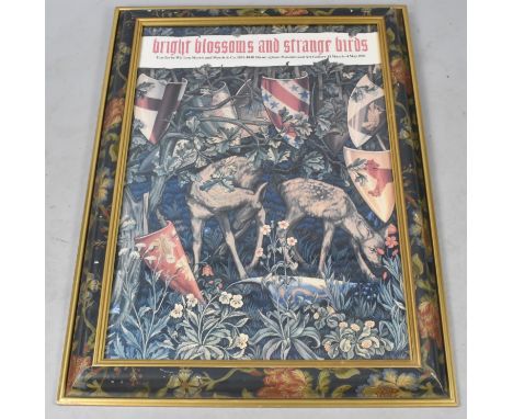 A Cushion Framed Print for a Textile Exhibition by William Morris, "Bright Blossoms and Strange Birds", 50x74cms