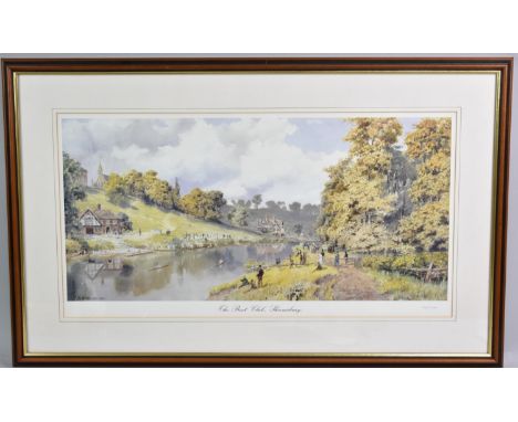 A Limited Edition HB Winbush Print, "The Boat Club, Shrewsbury", 441/1000, Subject 60x29cm