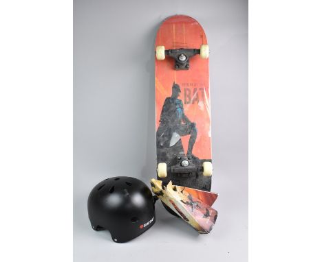 A Halsall "Batman Begins" Skateboard with Safety Helmet