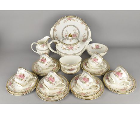A Royal Doulton Canton (H.5052) Tea Set to Comprise Six Cups, Six Saucers, Six Side Plates, Teapot, Jug, Sugar Bowls and a Di