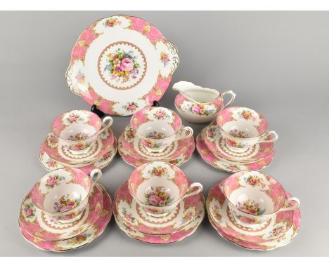 A Royal Albert Lady Carlyle Tea Set to Comprise Six Cups, Six Saucers, Six Side Plates, Cake Plate and a Jug (AF)
