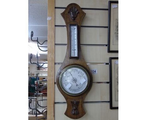 OAK CASED ANEROID BAROMETER