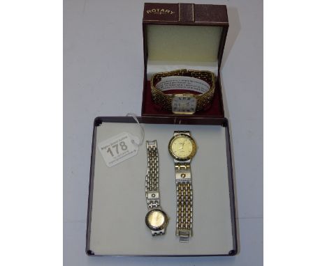 3 WATCHES, 1 X ROTARY ELEGANCE & 2 GENEVA QUARTZ