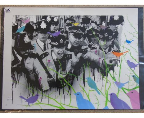 PENNY SIGNED & NUMBERED SCREEN PRINT & HAND PAINTED 'COPS & ROBINS' 30/120
