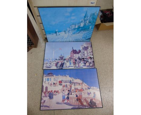 TRIO OF PAPER ON BOARD ART DEC SEAFRONT SCENES