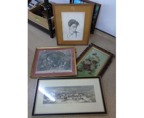 4 PICTURES INCLUDING A LARGE PRINT TITLED 'WINTER'