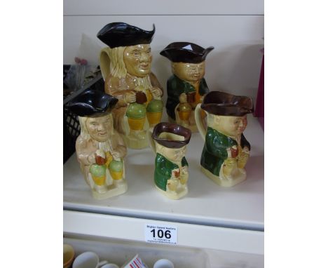 5 VINTAGE TOBY JUGS