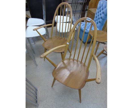 PAIR OF 1960S ERCOL QUAKER CHAIRS ELM & BEECH