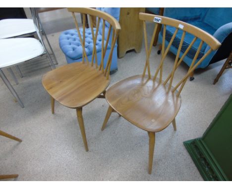 PAIR OF ERCOL 1960S CANDLESTICK CHAIRS ELM & BEECH