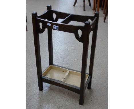 ARTS & CRAFTS UMBRELLA/STICK STAND WITH ORIGINAL DRIP TRAY