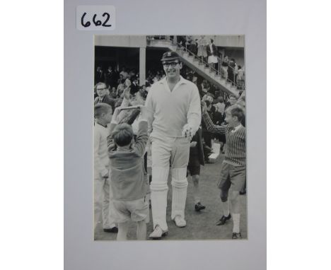 BERNARD BRESLAW (CARRY ON ACTOR) PLAYING CRICKET IN A CHARITY MATCH AT SUSSEX COUNTY CRICKET GROUND, HOVE 1963