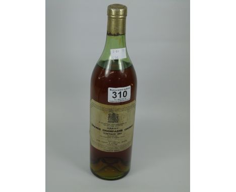 BOTTLE OF HARVEY GRANDE CHAMPAGNE COGNAC, VINTAGE 1893, BOTTLED 1955