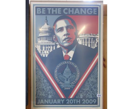 SHEPPARD FAIREY (OBEY) OFFICIAL OBAMA 'BE THE CHANGE' RARE SIGNED & NUMBERED FRAMED PRINT