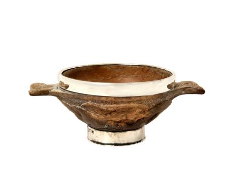 A Victorian Scottish Provincial Silver-Mounted Wood Quaich,  by Ferguson and MacBean, Inverness, Circa 1900 of typical form, 
