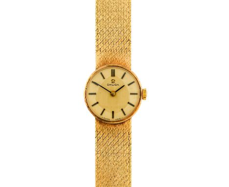 Omega: A Lady's 9 Carat Gold Wristwatch, signed Omega, ref: 1061, 1975, (calibre 625) manual wound lever movement signed and 