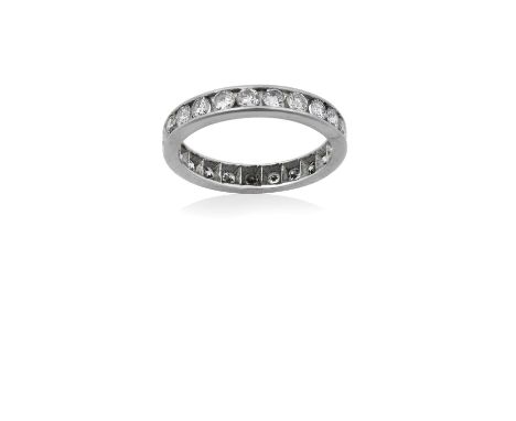A Diamond Eternity Ringthe round brilliant cut diamonds in a white channel setting, total estimated diamond weight 1.10 carat