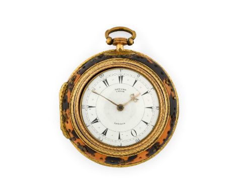 Edward Prior: A Tortoiseshell and Gilt Metal Triple Cased Verge Turkish Market Pocket Watch, signed Edward Prior, London, cir