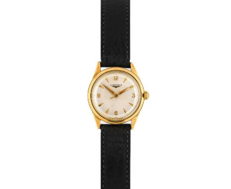 Longines: An 18 Carat Gold Centre Seconds Wristwatch, signed Longines, circa 1955, (calibre 23ZS) manual wound lever movement