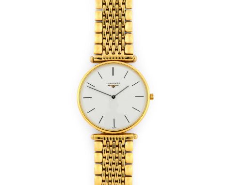 Longines: A Gold Plated Wristwatch, signed Longines, model: La Grande Classique de Longines, ref: L4.635.2, circa 2000, quart