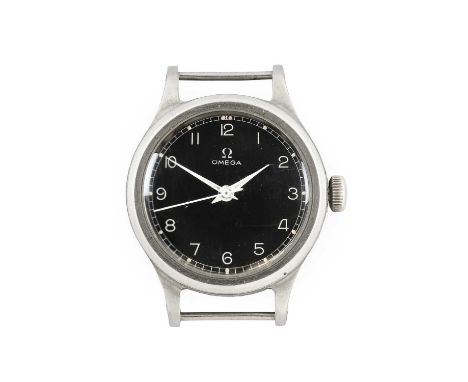 An Air Ministry Military Wristwatch, signed Omega, issued in 1956, (calibre 30T2) manual wound lever movement signed and numb