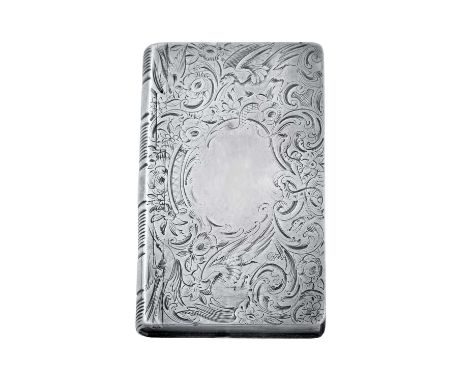 A William IV Silver Snuff-Box,  Incuse Maker's Mark GMH, London, 1836 of book-form, the front and base engraved with foliage,