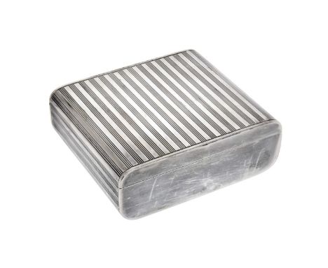 A George VI Silver Box,  by Leslie Gordon Durbin, London, 1950 oblong and with hinged cover, the cover and short sides engine