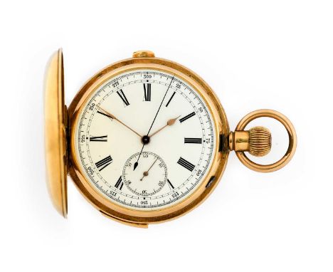 An 18 Carat Gold Quarter Repeater Chronograph Pocket Watch, circa 1900, manual wound lever movement, quarter repeating with t