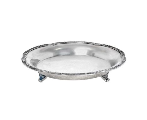 A George VI Silver Bowl,  by Wakely and Wheeler, London, 1941 shaped circular and on three tapering panel feet, with Celtic p