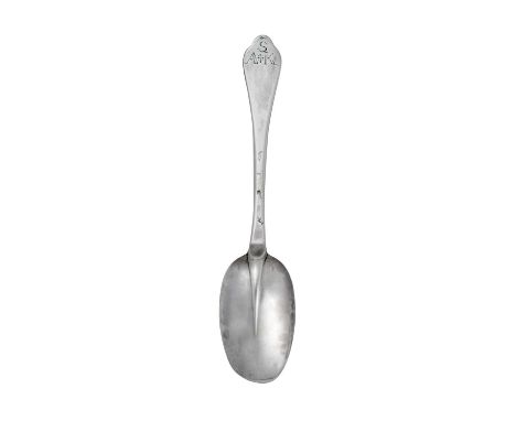 A Queen Anne Silver Dog-Nose Spoon,  Probably by William Scarlett, London, 1709 the oval bowl with rattail, the back of the h