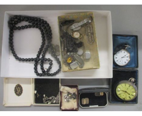 Costume jewellery and watches to include a Camerer Cuss & Co together with a silver pocket watch by John Forrest, London, the