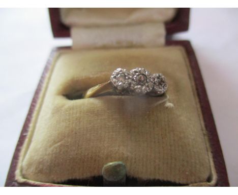 An 18ct gold and plait-soldered three stone diamond ring, total weight 2.19gLocation: Cab 