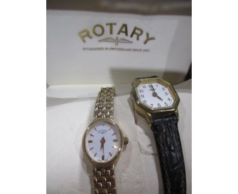 A Rotary 9ct gold dress watch, total weight 17g, stamped 375 together with a ladies Lorus wristwatch 