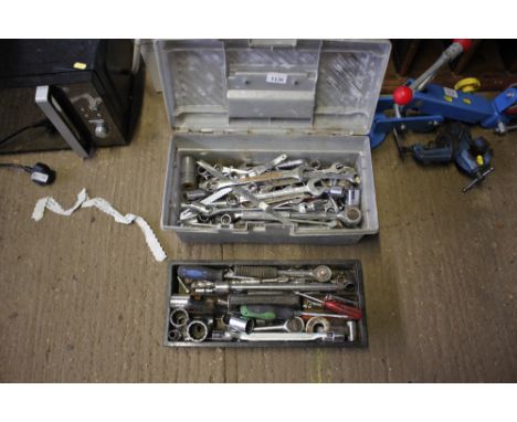 A toolbox and contents of numerous spanners etc