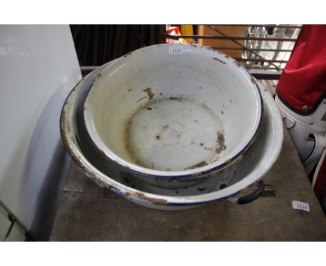 Three enamel basins