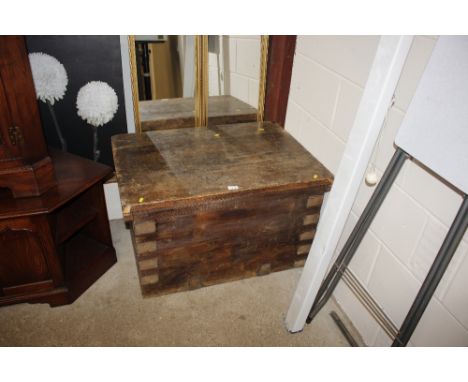 A pine trunk fitted side carrying handles 