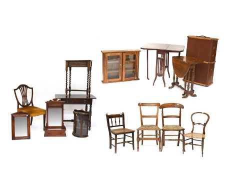 1920s Oak Table, small mirror, various chairs, trunk, two Sutherland tables etc (14)