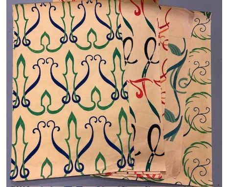 A Collection of Early 20th Century Kent & Dawes Designers Original Wallpaper Design Watercolours on Paper, comprising ten scr