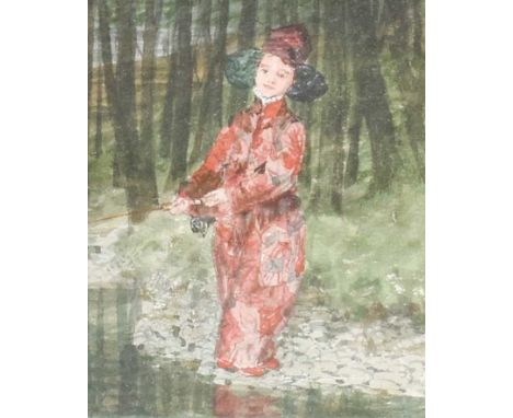 Claude Harrison ARCA, RP (1922-2009)Study of a young boy fishingSigned and dated 1976, watercolour, 12.5cm by 10cm