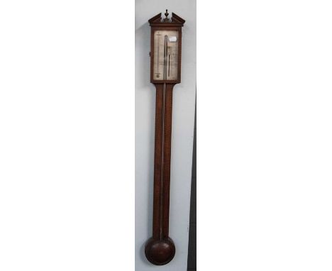 A Mahognay Inlaid Stick Barometer, signed J. Bianchi, Leeds, circa 1810, 98cm highMecury tube with air bubbles, barometer not
