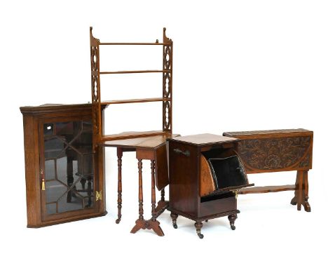 Corner Cupboard, 2x Leaf table, small side cabinet, book shelf (5)