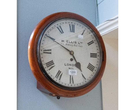 A Mahogany Wall Timepiece Signed W Ellis Ltd, 100 Notting Hill Gate, London, single fusee movement with anchor escapement, 38