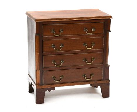  A 19th Century Four Height Chest of Drawers, of small proportions, with canted corners and bracket supports, 57cm by 31cm by