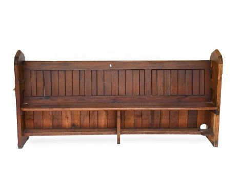 A Late Victorian Pitch Pine Church Pew, 215cm