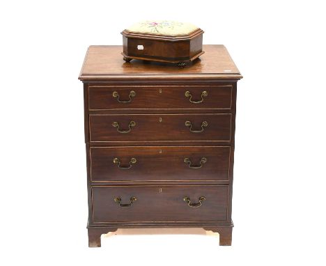 A 19th Century Mahogany Four Height Chest of Drawers, of small proportions, on bracket feet, 62cm by 50cm by 75cm