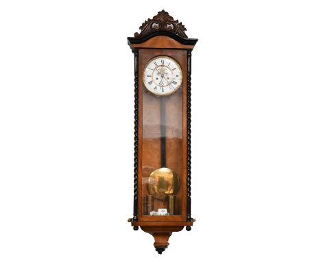 A Vienna Type Double Weight Driven Striking Wall Clock, movement striking on a gong, circa 1890, 114cm highCondition of case 