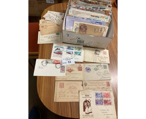 Stamps: Box of worldwide covers, all eras (some First Day); 350+.