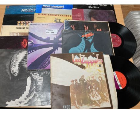 Records: Prog Rock/Rock albums including Rolling Stones, Led Zeppelin (plum/orange), Gallagher, Argent, etc., generally Good 