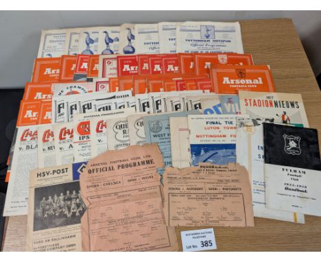 Sports; Football: Football programmes assortment including Tottenham, West Ham, Arsenal, some foreign; 1940s-50s; (61).