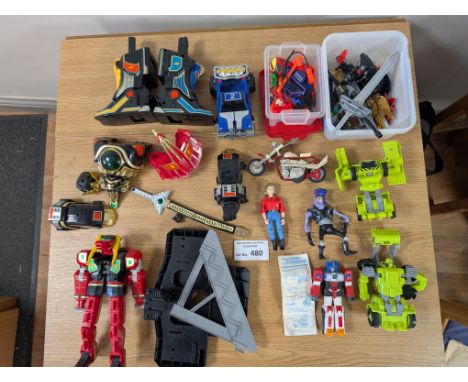 Diecast; Vintage Toys: Vintage toy collection including 1990s Power Rangers, Transformers, and Evil Eye; generally Good condi