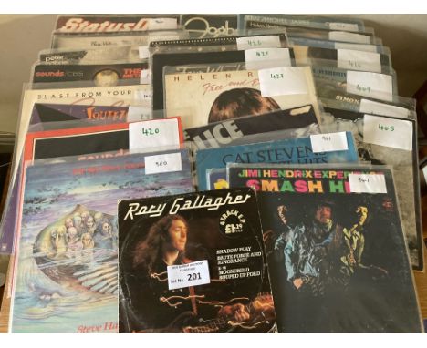 Records: Collection of albums including Jimi Hendrix, Steve Hackett, The Police, etc.; (25).